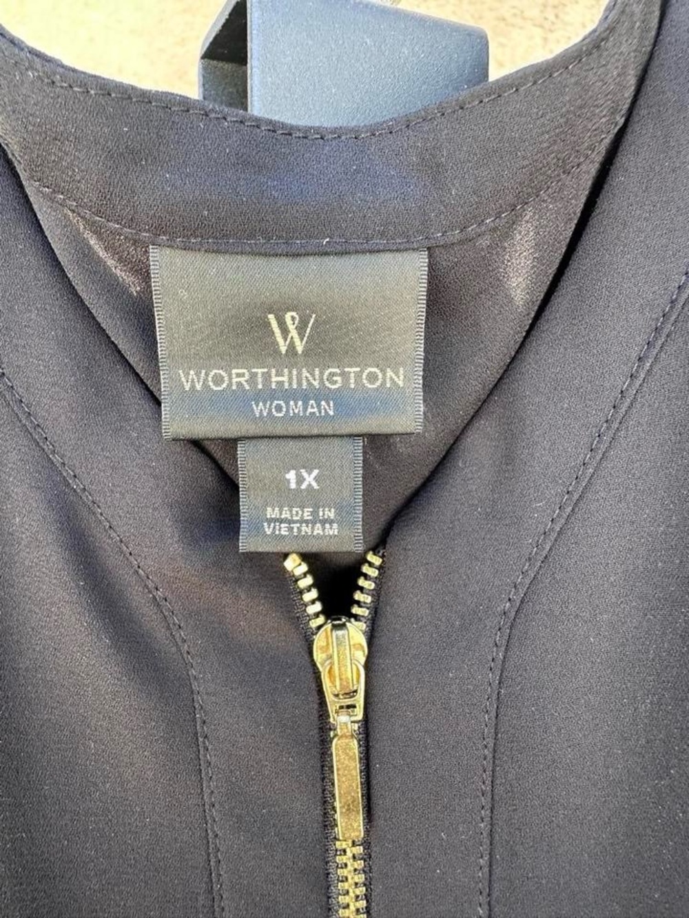 Worthington Black Long-Sleeve Zip-Front Blouse - Picture 5 of 7